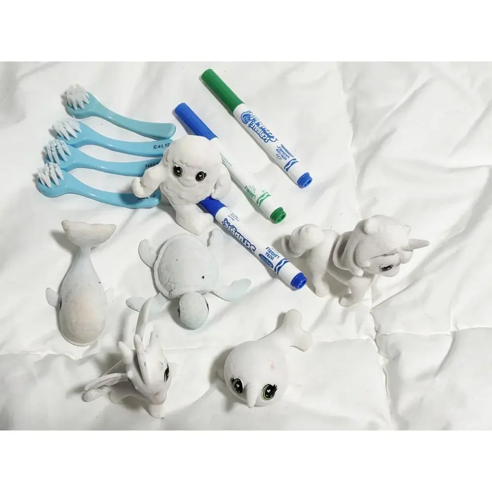 Crayola Washimals Scribble Scrubbie Flocked Animals Lot of 6 Markers Brush